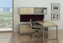 L Shaped Desk with Overhead Storage - Apex