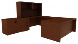Desk with Hutch and Drawers - Amber