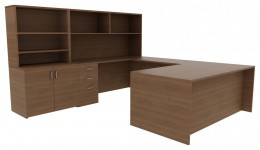 Office Desk with Shelves - Amber