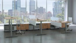 3 Person Height Adjustable Desk with Storage - Apex