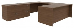 U Shaped Desk with File Cabinet - Amber