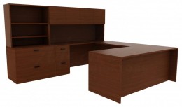 U-Shaped Desk with Hutch - Amber