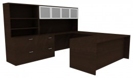 Desk with Bookcase and Hutch - Amber