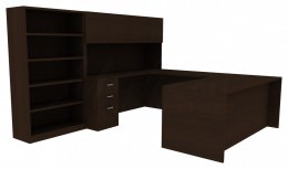Office Desk with Bookcase - Amber
