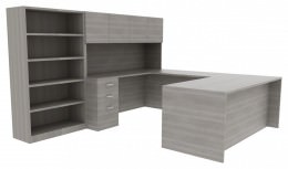 Office Desk with Bookcase - Amber