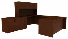 U-Shaped Desk with Hutch - Amber
