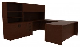 Office Desk with Shelves and Drawers - Amber