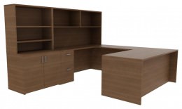 Desk with Hutch and Storage - Amber