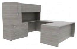 U Shaped Desk with Storage - Amber