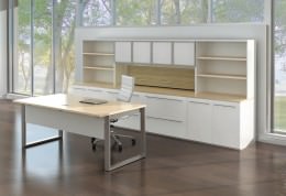 Office Desk and Credenza Set with Storage - Apex
