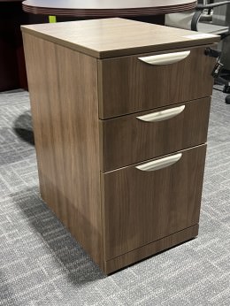 Modern Walnut Three Drawer Pedestal