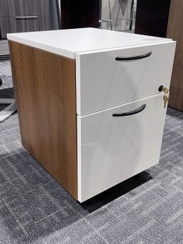 Spice Walnut and White Mobile Pedestal