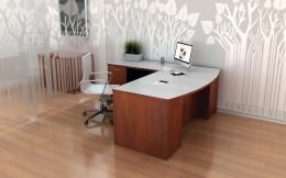 Bow Front L Shaped Desk with Drawers - Vista