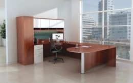 U Shaped Desk with Hutch and Storage Cabinet - Vista