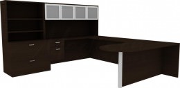 U Shape Desk with Storage - Amber