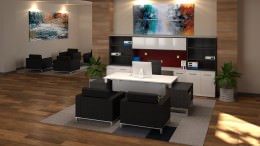 Executive Desk Set with Storage and Club Chairs - Veloce