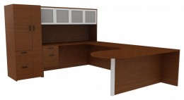U Shaped Desk with Storage - Amber
