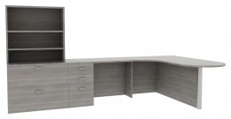 L Shaped Peninsula Desk with Storage - Amber