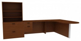 L Shaped Desk with Bookcase - Amber