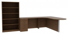 L Shaped Desk with Bookcase - Amber