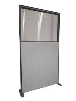 Free Standing Cubicle Wall Partition with Window 36x66 - SpaceMax