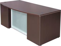 Bow Front Desk with Frosted Glass Accent Panel - Express Laminate