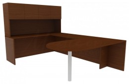 U Shaped Office Desk with Hutch - Amber