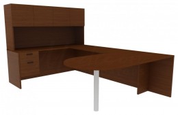 U Shape Desk with Hutch - Amber