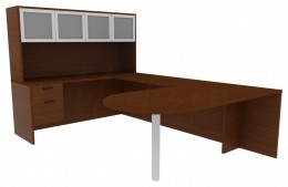 U Shaped Desk with Hutch - Amber