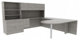 U Shape Peninsula Desk with Storage - Amber