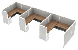 3 Person Cubicle with Drawers and Power - Avenir