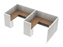 2 Person Cubicle with Drawers and Power - Avenir