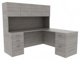 L Shaped Desk with Hutch - Amber