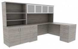 L Desk with Storage - Amber