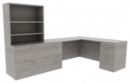 Desk with Shelves and Drawers - Amber