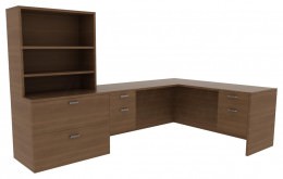 L Shaped Desk with Drawers - Amber