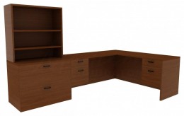L Shaped Desk with Drawers - Amber