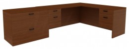 L Shaped Desk with File Cabinet - Amber