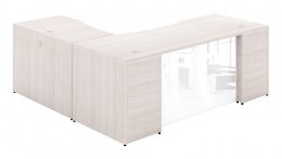 L Shaped Desk with Glass Modesty Panel - Potenza