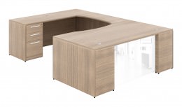 U Shaped Desk with Glass Modesty Panel - Potenza