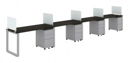 4 Person Workstation with Dividers - Veloce