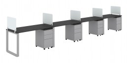 4 Person Workstation with Dividers - Veloce
