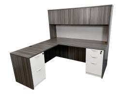 Modern L Shape Desk with Hutch - Express Laminate Series