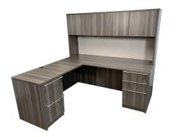 L Shaped Executive Desk with Hutch - Express Laminate Series