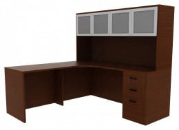 L Shaped Corner Desk with Storage - Amber