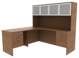 L Shaped Corner Desk with Storage - Amber