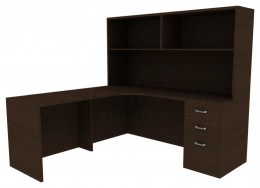 Corner Desk with Storage - Amber