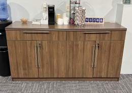 Modern Walnut Office Storage Serving Credenza Cabinet