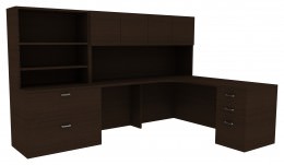 L Shape Desk with Storage - Amber