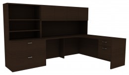 L Shape Desk with Storage - Amber